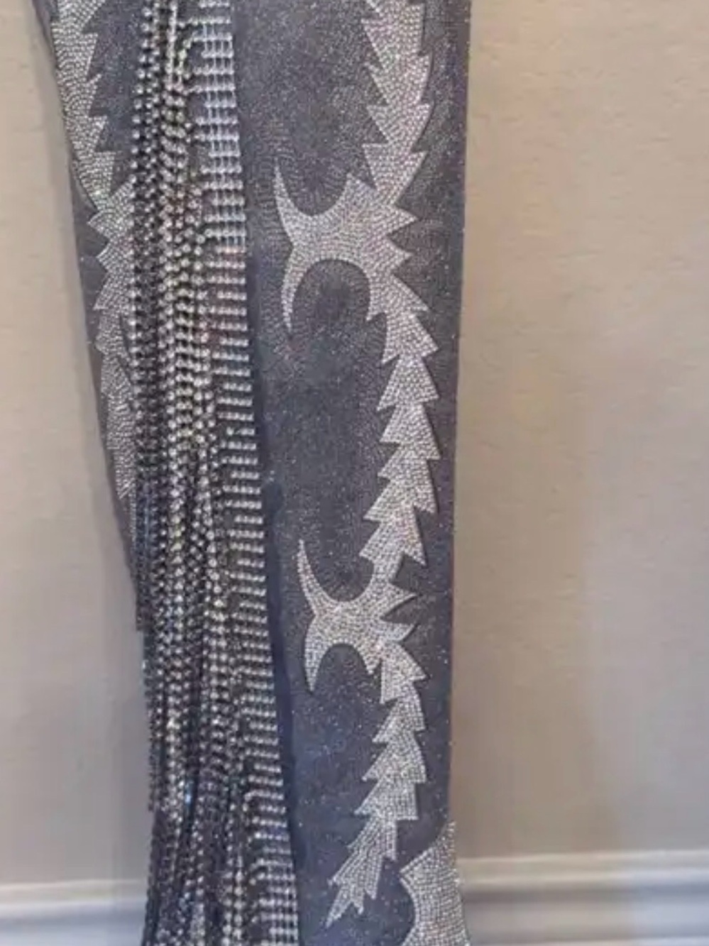 Gianni Bini Silver Rhinestone Fringe Knee-High Boots - Picture 5 of 9